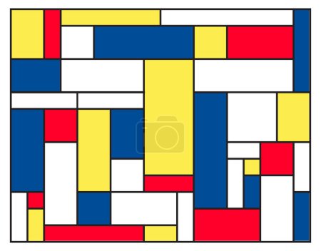 Illustration for Checkered Piet Mondrian style emulation isolated vector illustration on white background. - Royalty Free Image