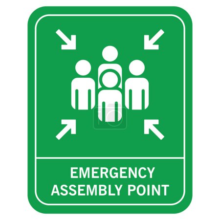 Ilustración de Evacuación de emergencia punto de montaje signo vector ilustración sobre fondo blanco. - Imagen libre de derechos