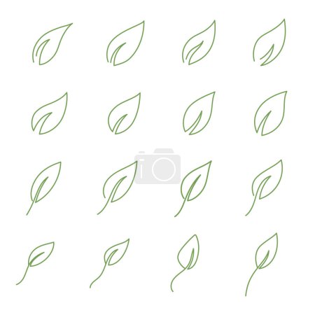Illustration for Leaf icon set ecology nature element, green leafs, environment and nature eco sign. Leaves on white background. - Royalty Free Image