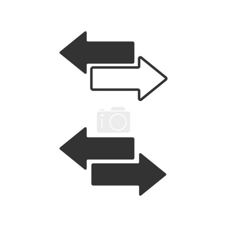 Pfeil in die entgegengesetzte Richtung oder Transfersymbol isolierte Vektordarstellung auf weißem Hintergrund.