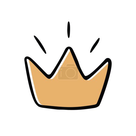 Hand drawn crown icon isolated vector illustration on white background.