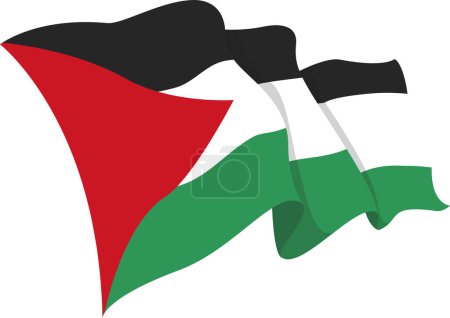 Ilustración de Ilustración de la bandera de Palestina ondeando en el viento sobre un fondo blanco - Imagen libre de derechos