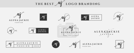Foto de Carta simple inicial AJ Un monograma del logotipo en negro para la belleza, la moda, la colección de diseño de fotografía - Imagen libre de derechos