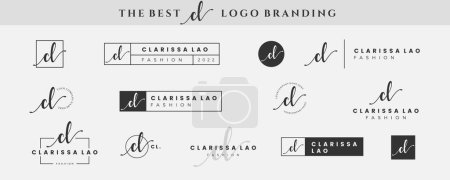 Initial simple letter CL C logo monogram on black for beauty, fashion, photography design collection