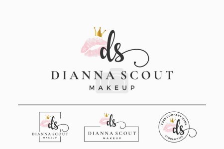 Foto de Carta inicial DS D logo para labio, beso, lápiz labial, colección de diseño de vectores de maquillaje - Imagen libre de derechos