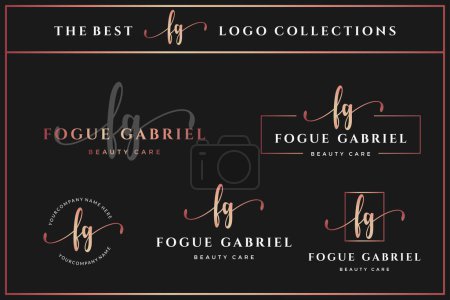 Foto de Lujo inicial carta FG F monograma logotipo de belleza, moda, colección de plantillas de diseño boutique - Imagen libre de derechos