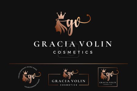 Foto de Letra inicial GV G logo femenino para la cara de la mujer y la belleza, colección de diseño de vectores de silueta - Imagen libre de derechos