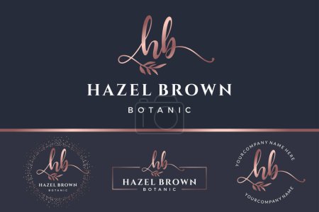 Foto de Letra inicial HB H logo flor, hoja y belleza. Colección de plantillas de diseño floral y botánico - Imagen libre de derechos