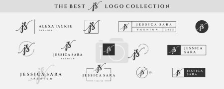 Foto de Inicial simple letra JS J logo monograma en negro para la belleza, la moda, la fotografía de la colección de diseño - Imagen libre de derechos