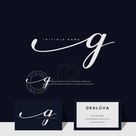 Foto de Simple letra inicial elegante de la escritura G. Logotipo del vector de lujo con la plantilla de la tarjeta de visita - Imagen libre de derechos
