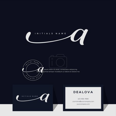 Foto de Letra inicial elegante simple A. de la escritura Logotipo vector de lujo con plantilla de tarjeta de visita - Imagen libre de derechos