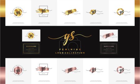 Foto de Elegante letra inicial de lujo GS G S escritura a mano diseño de logotipo de oro. Marca dorada femenina para belleza, salón, masajes, cosméticos o spa. - Imagen libre de derechos