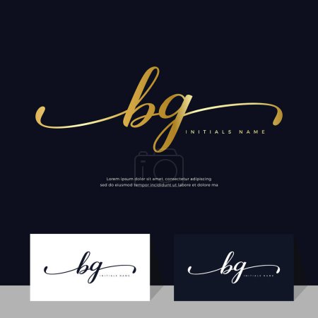 Foto de Caligrafía Inicial de la letra BG B G femenino y diseño del logotipo de la belleza. Elegante y lujoso en plantilla de color dorado Vector. - Imagen libre de derechos