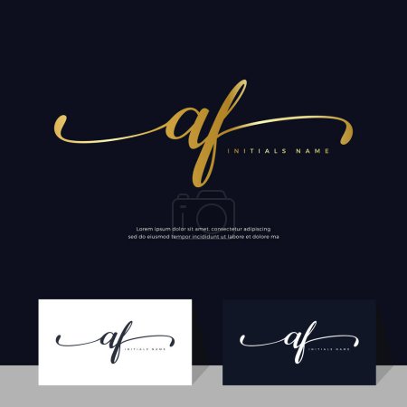 Foto de Caligrafía Inicial de la letra AF A F femenino y diseño del logotipo de belleza. Elegante y lujoso en plantilla de color dorado Vector. - Imagen libre de derechos