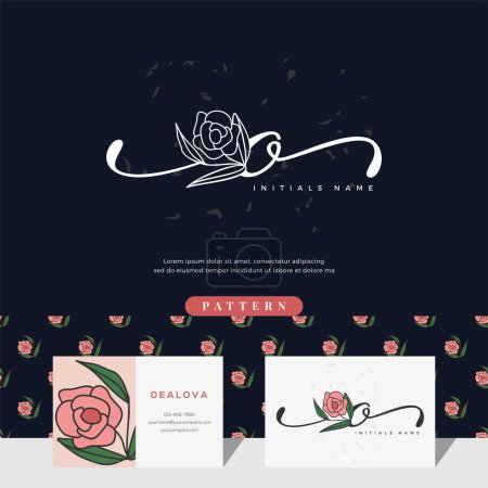 Foto de Letra letra O logo diseño con rosa para la belleza o botánica. Plantilla vectorial estilo femenino - Imagen libre de derechos