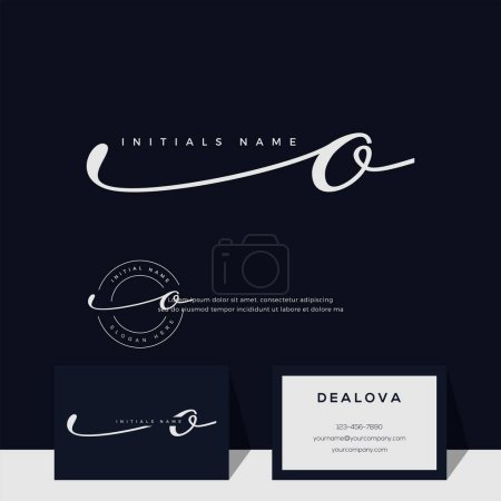 Foto de Simple letra inicial elegante de la escritura O. Logotipo vector de lujo con plantilla de tarjeta de visita - Imagen libre de derechos