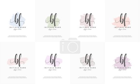 Foto de Conjunto de letras femeninas BF B F Plantilla inicial de diseño de logotipo de escritura a mano con forma abstracta y pincel pastel. - Imagen libre de derechos