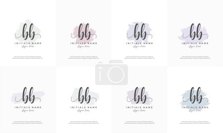 Foto de Conjunto de letras femeninas BB B Plantilla inicial de diseño de logotipo de escritura a mano con forma abstracta y pincel pastel. - Imagen libre de derechos