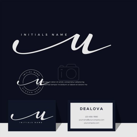 Foto de Letra inicial elegante simple U de la escritura Logotipo vector de lujo con plantilla de tarjeta de visita - Imagen libre de derechos