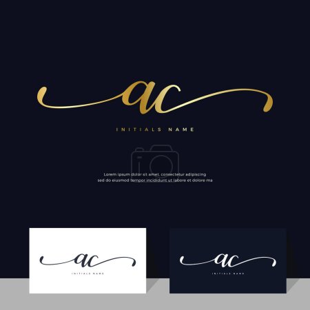 Foto de Caligrafía Inicial de la letra AC A C diseño de logotipo femenino y de belleza. Elegante y lujoso en plantilla de color dorado Vector. - Imagen libre de derechos