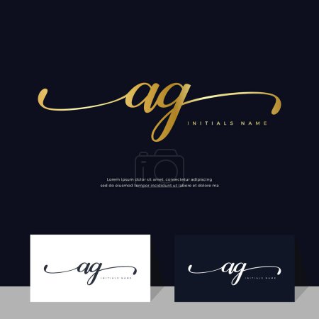 Foto de Caligrafía Inicial de la letra AG A G diseño de logotipo femenino y de belleza. Elegante y lujoso en plantilla de color dorado Vector. - Imagen libre de derechos