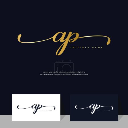 Foto de Caligrafía Inicial de la letra AP Un diseño de logotipo femenino y de belleza P. Elegante y lujoso en plantilla de color dorado Vector. - Imagen libre de derechos