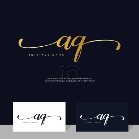 Foto de Caligrafía Inicial de la letra AQ A Q diseño de logotipo femenino y de belleza. Elegante y lujoso en plantilla de color dorado Vector. - Imagen libre de derechos