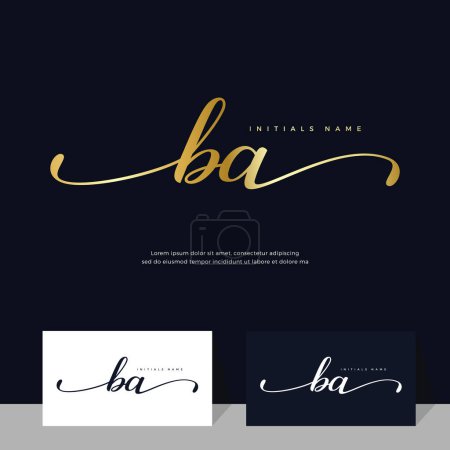 Foto de Caligrafía Inicial de la letra BA B Diseño de logotipo femenino y de belleza. Elegante y lujoso en plantilla de color dorado Vector. - Imagen libre de derechos