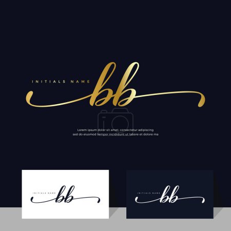 Foto de Caligrafía Inicial de la letra BB B femenina y diseño del logotipo de belleza. Elegante y lujoso en plantilla de color dorado Vector. - Imagen libre de derechos