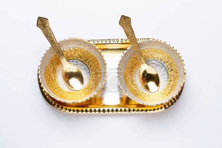 Photo for Fake gold bowl, Satara, Maharashtra, India - Royalty Free Image