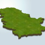 3d render of the map of Serbia