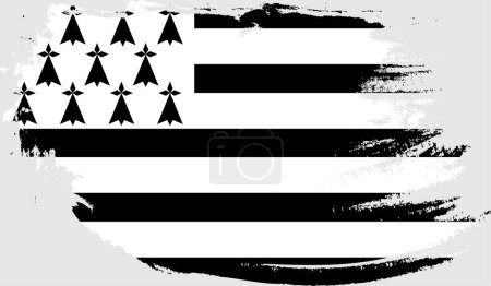 grunge flag of Brittany