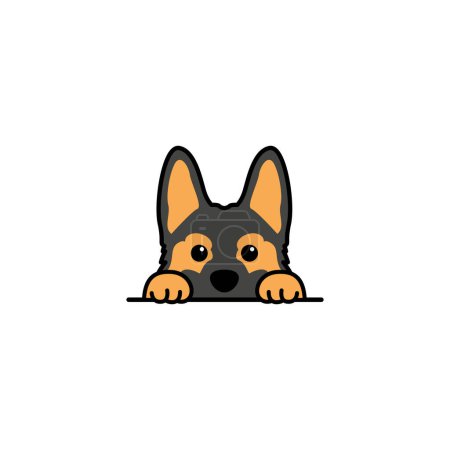 Ilustración de Cute german shepherd dog peeking cartoon, vector illustration - Imagen libre de derechos