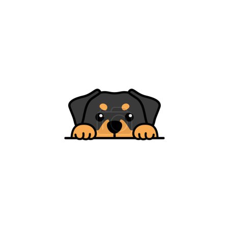 Illustration for Cute rottweiler puppy peeking cartoon, vector illustration - Royalty Free Image