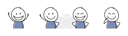 Illustration for Smiley stickman. Cartoon character showing gestures. Vector - Royalty Free Image