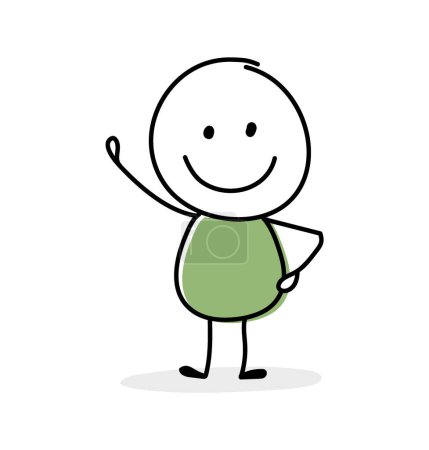 Ilustración de Smiley stickman. Personaje de dibujos animados mostrando gestos. Vector - Imagen libre de derechos