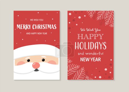 Téléchargez les illustrations : Carte de voeux de Noël avec le Père Noël. Illustration vectorielle - en licence libre de droit