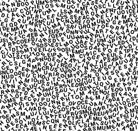 Illustration for Group of small black letters random scattered forming seamless pattern - Royalty Free Image