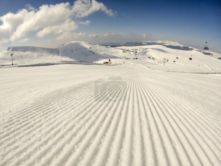 Photo for Fresh slopes in the morning, ready for winter sports - Royalty Free Image