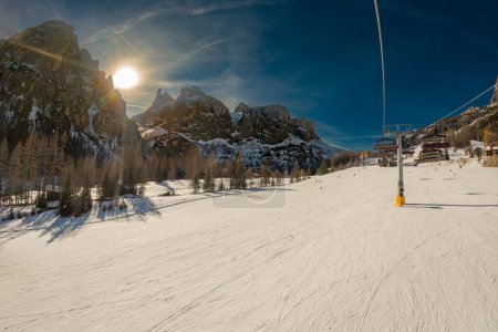 Photo for View of a ski tour around Sela mountain, Selaronda, Dolomites, Italy - Royalty Free Image