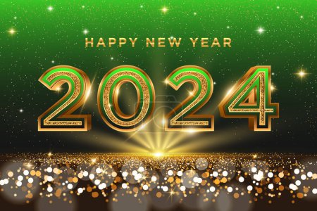 Ilustración de Oro feliz año nuevo 2024 fondo - Imagen libre de derechos