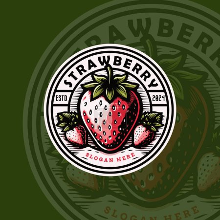 Strawberry premium quality badge vintage retro product. strawberry fruit logo vintage illustration template icon design.