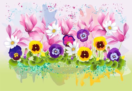 Téléchargez les photos : Composition avec culottes et fleurs roses comme signes avant-coureurs du printemps - en image libre de droit