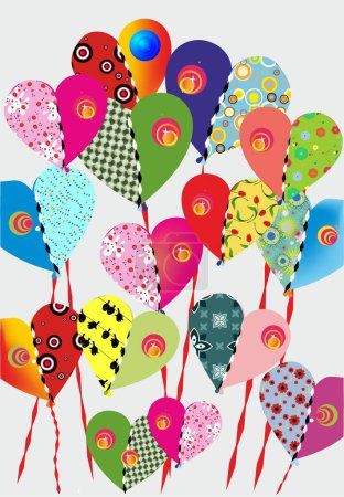 Téléchargez les photos : Composition with colorful hearts for the day of lovers - en image libre de droit