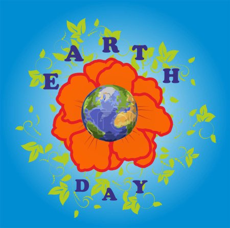 Téléchargez les photos : Composition pour le jour de la terre avec fleur et planète terre - en image libre de droit