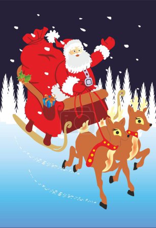 Téléchargez les photos : Composition avec le Père Noël en traîneau et portant des cadeaux - en image libre de droit