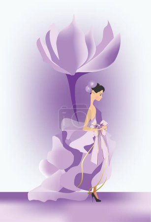 Téléchargez les photos : Composition avec une belle fille dans une robe violette - en image libre de droit