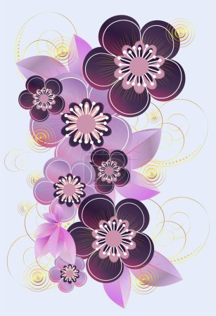 Téléchargez les photos : Composition avec des fleurs violettes et des feuilles violettes - en image libre de droit
