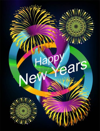 Téléchargez les photos : Composition avec feux d'artifice et éléments colorés pour la nouvelle année - en image libre de droit