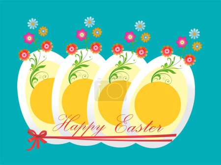 Téléchargez les photos : Composition de Pâques avec œufs et fleurs colorées - en image libre de droit